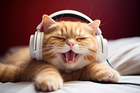 Headphones mammal kitten pet. AI generated Image by rawpixel.
