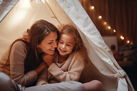 Family adult happy tent. 