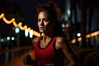 Jogging adult night woman. AI generated Image by rawpixel.