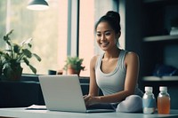 Sitting laptop computer adult. 