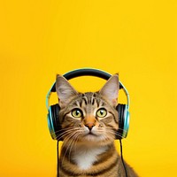 Headphones mammal pet cat. 