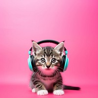 Headphones kitten mammal pet. AI generated Image by rawpixel.