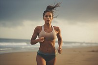 Jogging swimwear running beach. AI generated Image by rawpixel.