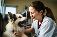 Veterinarian dog smiling mammal. 