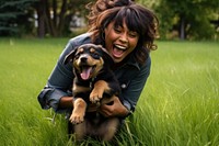 Puppy grass rottweiler portrait. 