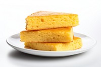 Plate cornbread food white background. 