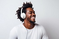 Headphones listening laughing headset. 