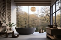 Bathroom bathtub window plant