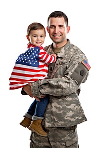 Military child flag portrait. 