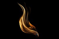 Person flame fire black background. 