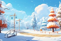 Winter outdoors cartoon snow. 