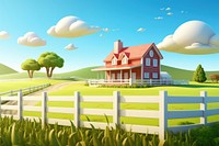 Landscape fence farm countryside. AI generated Image by rawpixel.