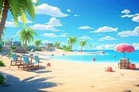 Beach outdoors cartoon summer. AI generated Image by rawpixel.
