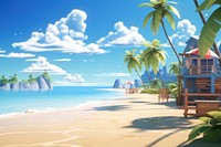Beach outdoors cartoon summer. AI generated Image by rawpixel.