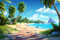 Beach landscape outdoors cartoon. 