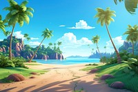 Beach landscape outdoors cartoon. 