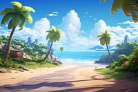 Beach landscape outdoors cartoon. 