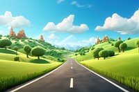 Freeway landscape grassland outdoors. AI generated Image by rawpixel.