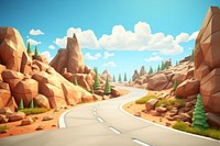 Road landscape outdoors cartoon. 