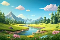 Landscape panoramic outdoors nature. AI generated Image by rawpixel.