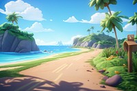 Beach landscape outdoors cartoon. 