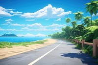 Beach road landscape outdoors. 