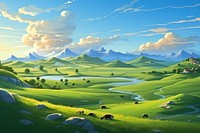 Landscape grassland panoramic outdoors. 