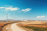 Landscape outdoors windmill turbine. 