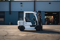 Forklift vehicle asphalt road. 