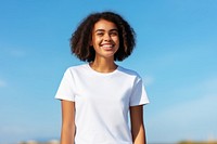 T-shirt outdoors smile white. AI generated Image by rawpixel.