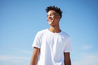 Outdoors t-shirt smile white. 