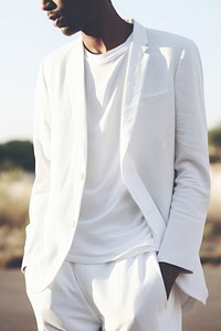 Portrait outdoors blazer white. 