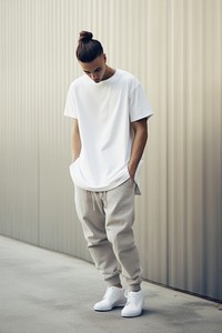 Standing t-shirt person adult. 