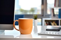 Desk mug furniture computer. 