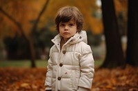 Jacket child portrait outdoors. 