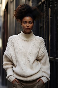 Sweater winter white contemplation. AI generated Image by rawpixel.
