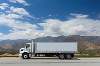 Flatbed truck transportation shipping vehicle.