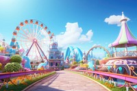 Outdoors cartoon park amusement park. 