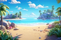 Beach landscape outdoors cartoon. AI generated Image by rawpixel.