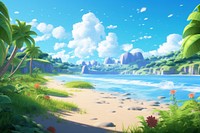 Beach landscape outdoors cartoon. 