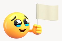 3D blank flag, happy tears emoticon