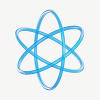 3D blue atom, collage element psd