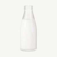 3D milk bottle, collage element psd