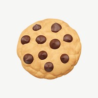 3D chocolate chip cookie, collage element psd