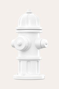 3D white fire hydrant, collage element psd