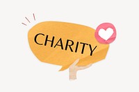 Charity word, speech bubble paper craft