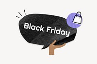 Black Friday word, speech bubble paper craft