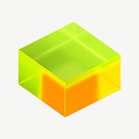 3D green block, collage element psd