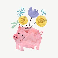 Paper piggy bank, finance collage psd