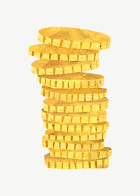 Stacked gold coins, finance collage element psd